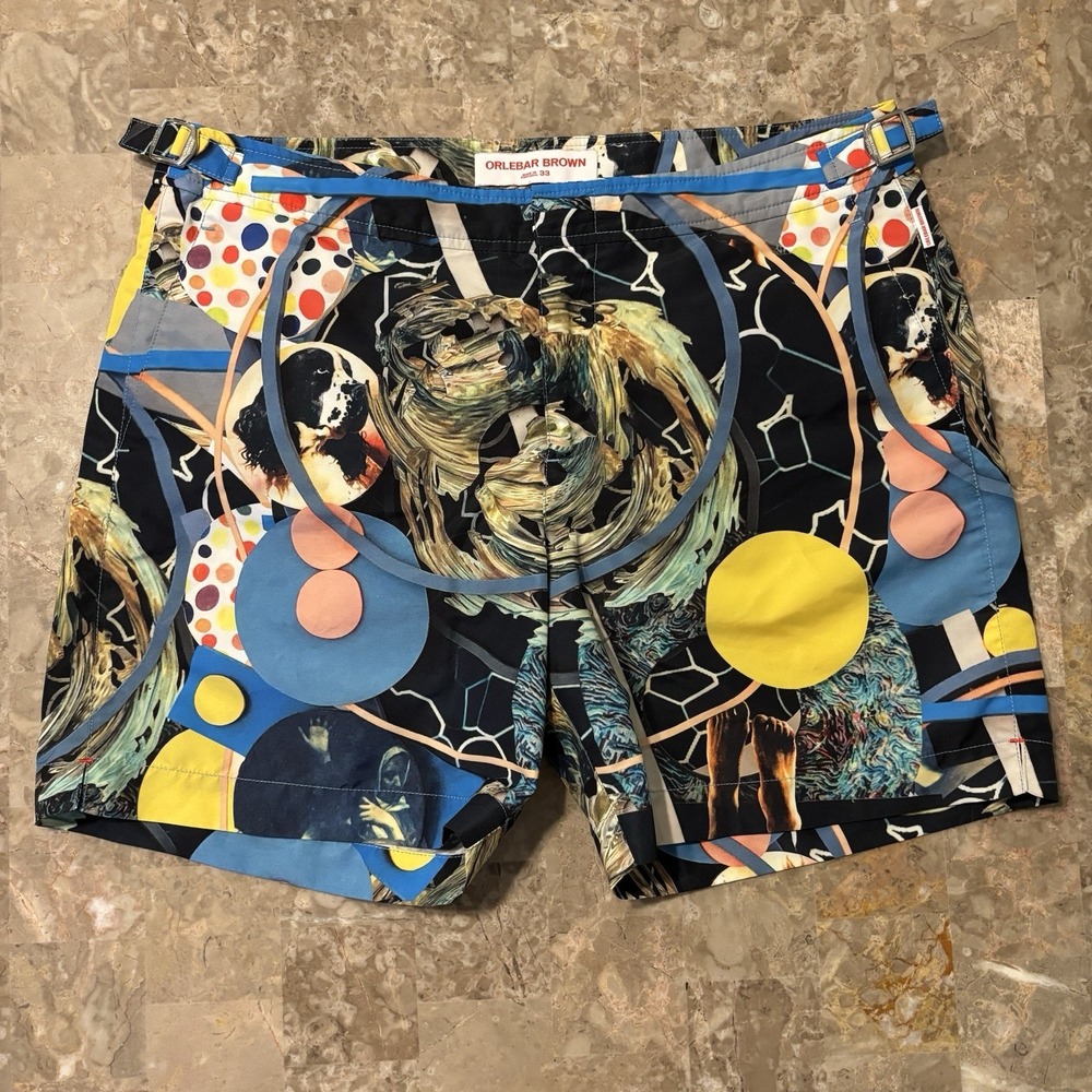 Orlebar Brown Shorts Mens 33 Bulldog OB Classic 6" Peter Phillips Pop Art Lined